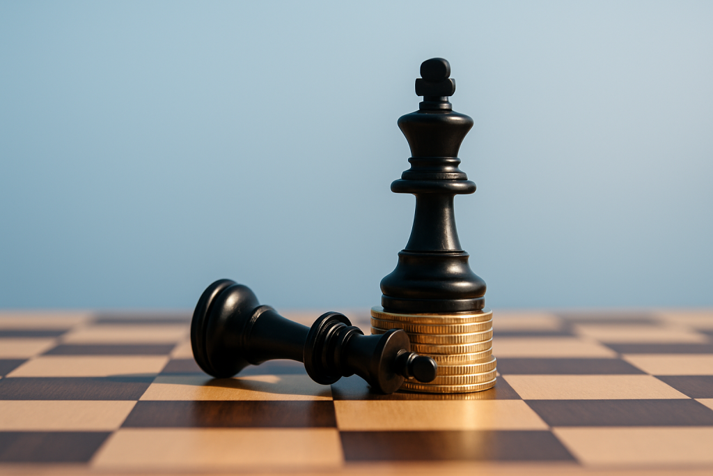 Pièces d’échecs symbolisant une stratégie de concurrence déloyale en entreprise.