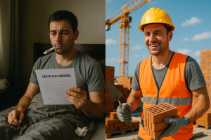 Détective privé : illustration d’un salarié en arrêt maladie travaillant illégalement sur un chantier